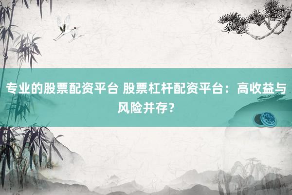 专业的股票配资平台 股票杠杆配资平台：高收益与风险并存？