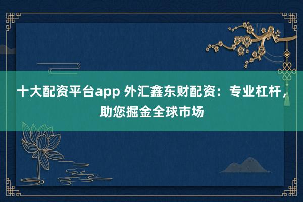 十大配资平台app 外汇鑫东财配资：专业杠杆，助您掘金全球市场