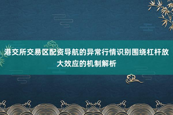 港交所交易区配资导航的异常行情识别围绕杠杆放大效应的机制解析