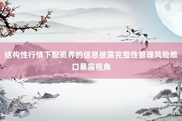 结构性行情下配资界的信息披露完整性管理风险敞口暴露视角