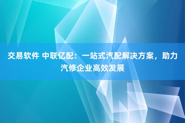交易软件 中联亿配：一站式汽配解决方案，助力汽修企业高效发展
