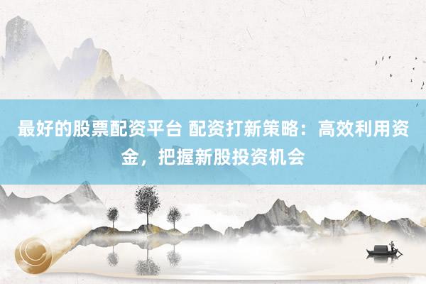 最好的股票配资平台 配资打新策略：高效利用资金，把握新股投资机会