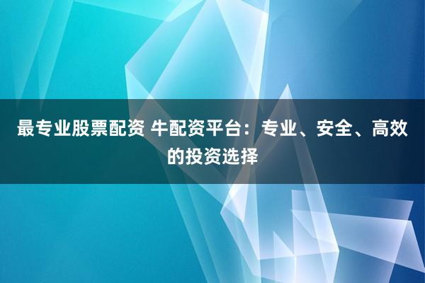 最专业股票配资 牛配资平台：专业、安全、高效的投资选择